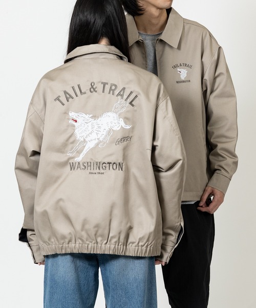 GERRY（ジェリー）の「【ag】〔GERRY/ジェリー〕TCツイル バック刺繍 ジップアップジャケット/ベトジャン（ブルゾン・メンズ・ダークグリーン/サンドベージュ/ブラック・MEDIUM/LARGE）」の2枚目の写真