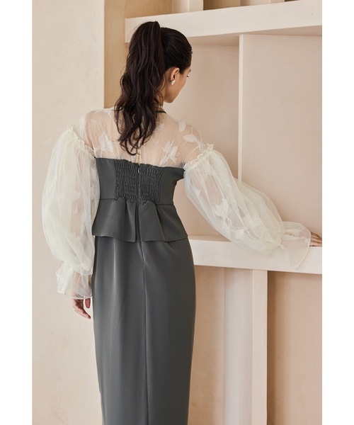 フラワーパターンドレープビスチェドレス 結婚式 成人式 二次会