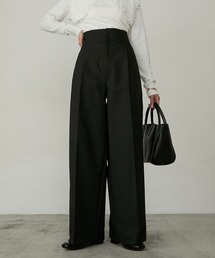 Cherir Mignon(シェリルミニョン)の【Cherir Mignon】- Silhouette Couture -バックレースアップリボンハイウエストチノパンツ/スラックス(チノパンツ)