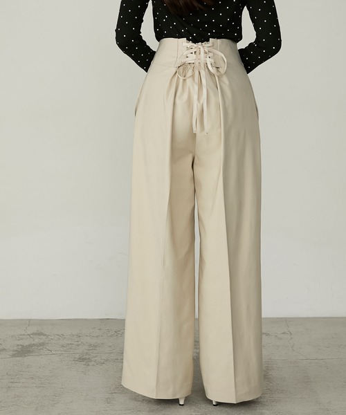 Cherir Mignon(シェリルミニョン)の「【Cherir Mignon】- Silhouette Couture -バックレースアップリボンハイウエストチノパンツ/スラックス(チノパンツ・レディース・アイボリー/ブラック/ベージュ・S/M/L)」の15枚目の写真