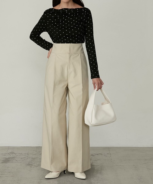 Cherir Mignon(シェリルミニョン)の「【Cherir Mignon】- Silhouette Couture -バックレースアップリボンハイウエストチノパンツ/スラックス(チノパンツ・レディース・アイボリー/ブラック/ベージュ・S/M/L)」の16枚目の写真