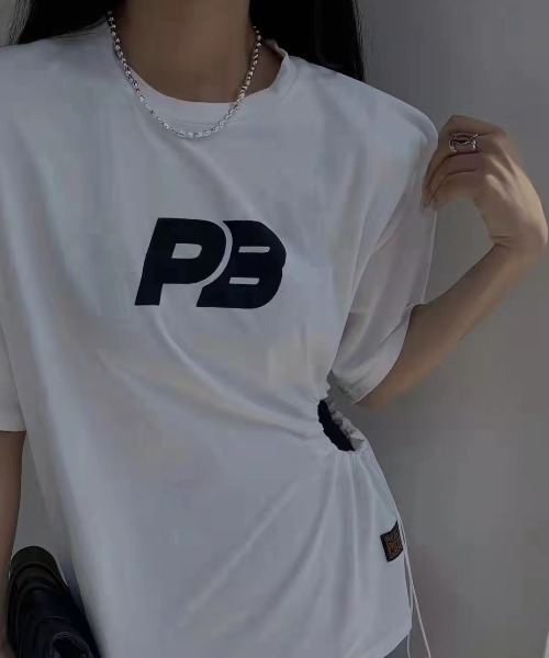 mebole（メボレ）の「ウエストギャザーＴシャツ（Tシャツ/カットソー・レディース・ピンク/ブラック/ホワイト/ブルー・FREE）」の5枚目の写真