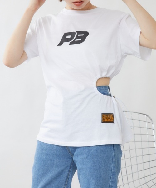 mebole（メボレ）の「ウエストギャザーＴシャツ（Tシャツ/カットソー・レディース・ピンク/ブラック/ホワイト/ブルー・FREE）」の8枚目の写真
