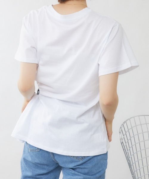 mebole（メボレ）の「ウエストギャザーＴシャツ（Tシャツ/カットソー・レディース・ピンク/ブラック/ホワイト/ブルー・FREE）」の12枚目の写真