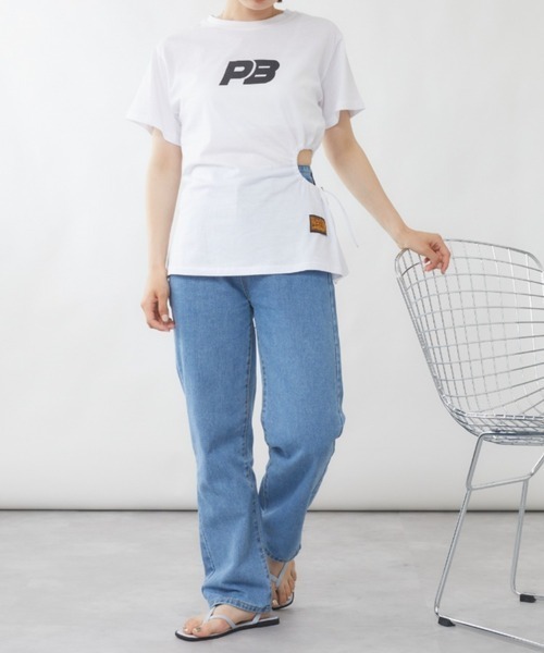 mebole（メボレ）の「ウエストギャザーＴシャツ（Tシャツ/カットソー・レディース・ピンク/ブラック/ホワイト/ブルー・FREE）」の13枚目の写真