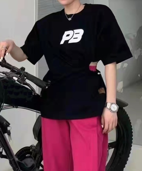mebole（メボレ）の「ウエストギャザーＴシャツ（Tシャツ/カットソー・レディース・ピンク/ブラック/ホワイト/ブルー・FREE）」の17枚目の写真