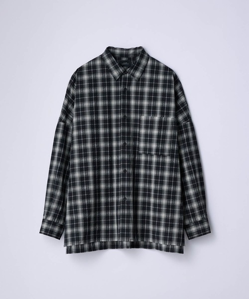 SLICK（スリック）の「【SLICK/スリック】Seersucker Check Dolmansleeve Regular Shirt/シアサッカーチェックレギュラーカラーシャツ / クラシック（シャツ/ブラウス・メンズ・ブラック/ブラウン・3/2/1）」の2枚目の写真