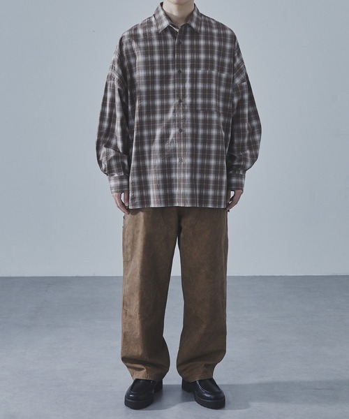SLICK（スリック）の「【SLICK/スリック】Seersucker Check Dolmansleeve Regular Shirt/シアサッカーチェックレギュラーカラーシャツ / クラシック（シャツ/ブラウス・メンズ・ブラック/ブラウン・3/2/1）」の5枚目の写真