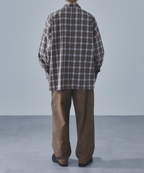 SLICK（スリック）の「【SLICK/スリック】Seersucker Check Dolmansleeve Regular Shirt/シアサッカーチェックレギュラーカラーシャツ / クラシック（シャツ/ブラウス・メンズ・ブラック/ブラウン・3/2/1）」の6枚目の写真