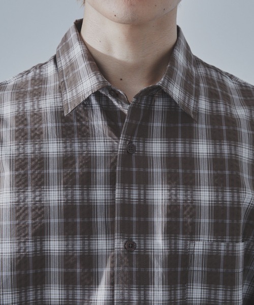 SLICK（スリック）の「【SLICK/スリック】Seersucker Check Dolmansleeve Regular Shirt/シアサッカーチェックレギュラーカラーシャツ / クラシック（シャツ/ブラウス・メンズ・ブラック/ブラウン・3/2/1）」の7枚目の写真