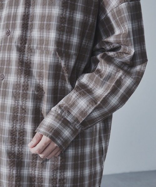 SLICK（スリック）の「【SLICK/スリック】Seersucker Check Dolmansleeve Regular Shirt/シアサッカーチェックレギュラーカラーシャツ / クラシック（シャツ/ブラウス・メンズ・ブラック/ブラウン・3/2/1）」の9枚目の写真