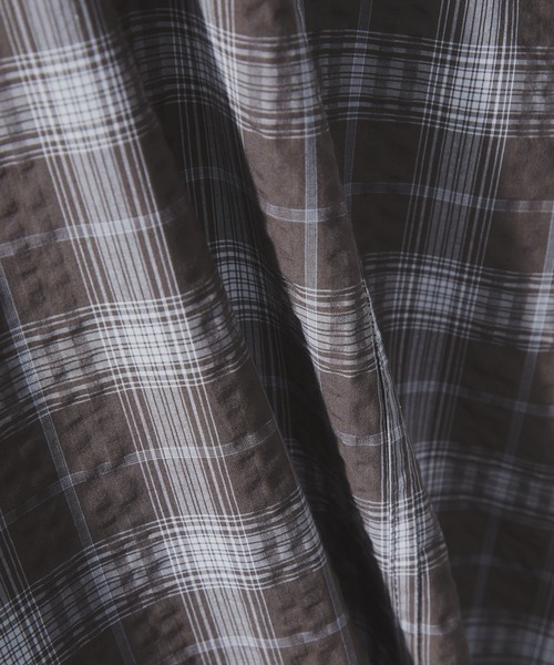 SLICK（スリック）の「【SLICK/スリック】Seersucker Check Dolmansleeve Regular Shirt/シアサッカーチェックレギュラーカラーシャツ / クラシック（シャツ/ブラウス・メンズ・ブラック/ブラウン・3/2/1）」の14枚目の写真