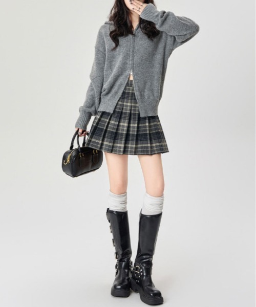 kirakiraShop(キラキラショップ)の「チェック柄 プリーツ ミニスカート(スカート・レディース・レッド/ブラウン/モカ/ブルー・S/M/L)」の14枚目の写真