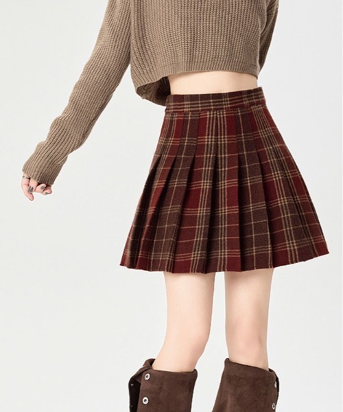 kirakiraShop(キラキラショップ)の「チェック柄 プリーツ ミニスカート(スカート・レディース・レッド/ブラウン/モカ/ブルー・S/M/L)」の16枚目の写真