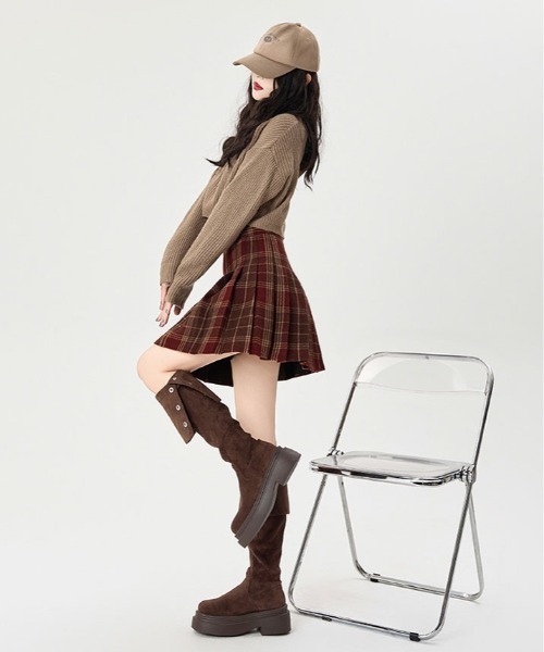 kirakiraShop(キラキラショップ)の「チェック柄 プリーツ ミニスカート(スカート・レディース・レッド/ブラウン/モカ/ブルー・S/M/L)」の8枚目の写真