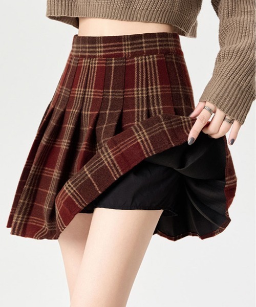 kirakiraShop(キラキラショップ)の「チェック柄 プリーツ ミニスカート(スカート・レディース・レッド/ブラウン/モカ/ブルー・S/M/L)」の17枚目の写真