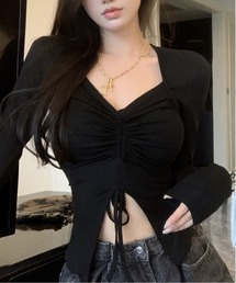 ”Vライン美シルエット” センターギャザートップ