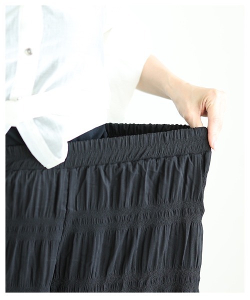 Sawa a la mode(サワアラモード)の「サイドスリット入りシフォンレイヤードギャザーワイドパンツ(その他パンツ・レディース・ブラック・FREE)」の8枚目の写真