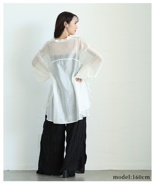 Sawa a la mode(サワアラモード)の「サイドスリット入りシフォンレイヤードギャザーワイドパンツ(その他パンツ・レディース・ブラック・FREE)」の13枚目の写真