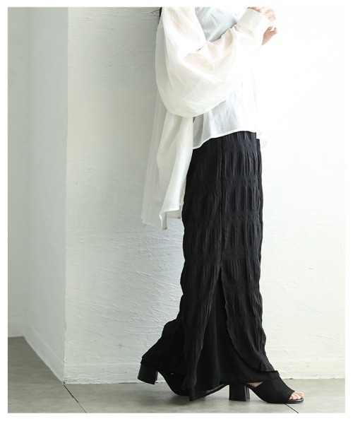 Sawa a la mode(サワアラモード)の「サイドスリット入りシフォンレイヤードギャザーワイドパンツ(その他パンツ・レディース・ブラック・FREE)」の16枚目の写真