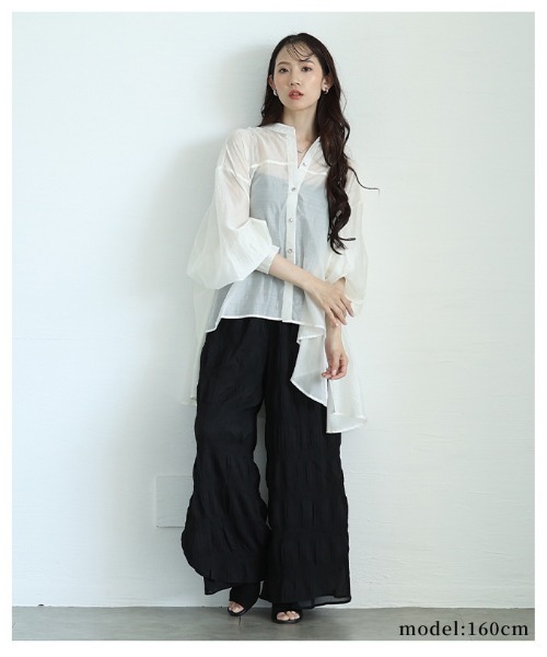 Sawa a la mode(サワアラモード)の「サイドスリット入りシフォンレイヤードギャザーワイドパンツ(その他パンツ・レディース・ブラック・FREE)」の17枚目の写真