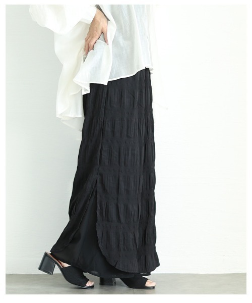 Sawa a la mode(サワアラモード)の「サイドスリット入りシフォンレイヤードギャザーワイドパンツ(その他パンツ・レディース・ブラック・FREE)」の20枚目の写真