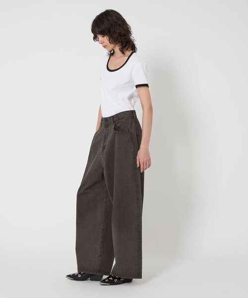 ASTRAET(アストラット)の「<ASTRAET>BIG バルーン カラーデニムパンツ UNISEX(デニムパンツ・レディース・ダークグレー/ベージュ・0/1/00/3/2)」の20枚目の写真