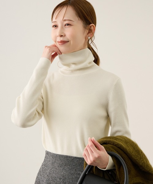 ROPE' PICNIC（ロペピクニック）の「アンチピリングリブタートルニットプルオーバー/イージーケア（ニット/セーター・レディース・キナリ/ブラック/ホワイト系その他5/ワイン・FREE）」の2枚目の写真