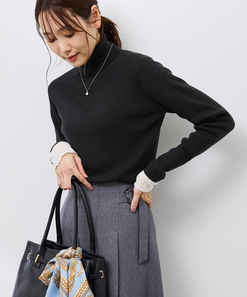 ROPE' PICNIC（ロペピクニック）の「アンチピリングリブタートルニットプルオーバー/イージーケア（ニット/セーター・レディース・キナリ/ブラック/ホワイト系その他5/ワイン・FREE）」の8枚目の写真