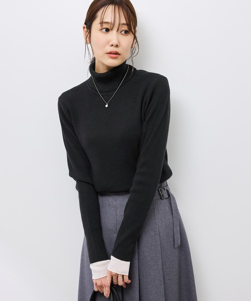 ROPE' PICNIC（ロペピクニック）の「アンチピリングリブタートルニットプルオーバー/イージーケア（ニット/セーター・レディース・キナリ/ブラック/ホワイト系その他5/ワイン・FREE）」の9枚目の写真