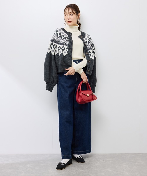 ROPE' PICNIC（ロペピクニック）の「アンチピリングリブタートルニットプルオーバー/イージーケア（ニット/セーター・レディース・キナリ/ブラック/ホワイト系その他5/ワイン・FREE）」の12枚目の写真