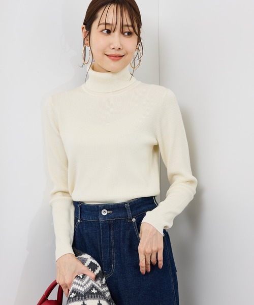 ROPE' PICNIC（ロペピクニック）の「アンチピリングリブタートルニットプルオーバー/イージーケア（ニット/セーター・レディース・キナリ/ブラック/ホワイト系その他5/ワイン・FREE）」の15枚目の写真