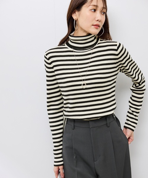 ROPE' PICNIC（ロペピクニック）の「アンチピリングリブタートルニットプルオーバー/イージーケア（ニット/セーター・レディース・キナリ/ブラック/ホワイト系その他5/ワイン・FREE）」の21枚目の写真