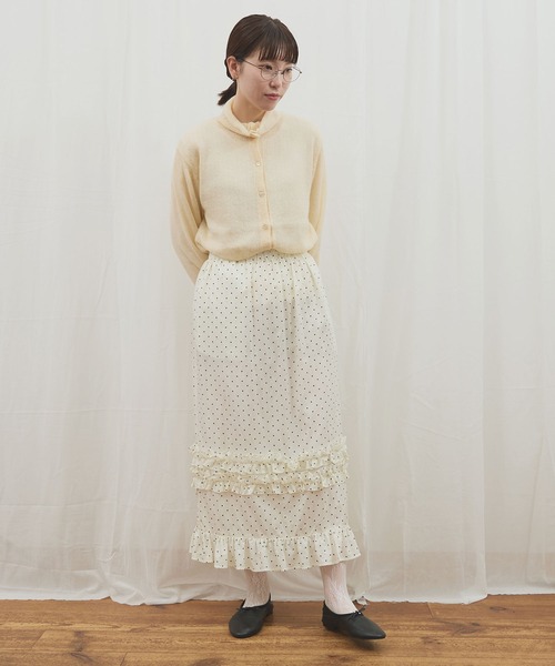 fig Ｌondon（フィグロンドン）の「_CottonCupra twill skirt（スカート・レディース・ブラック/ドット・FREE）」の15枚目の写真
