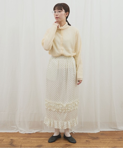 fig Ｌondon（フィグロンドン）の「_CottonCupra twill skirt（スカート・レディース・ブラック/ドット・FREE）」の19枚目の写真