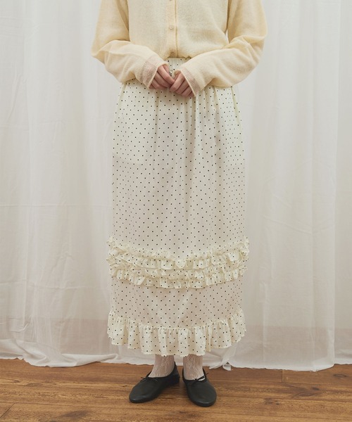 fig Ｌondon（フィグロンドン）の「_CottonCupra twill skirt（スカート・レディース・ブラック/ドット・FREE）」の21枚目の写真
