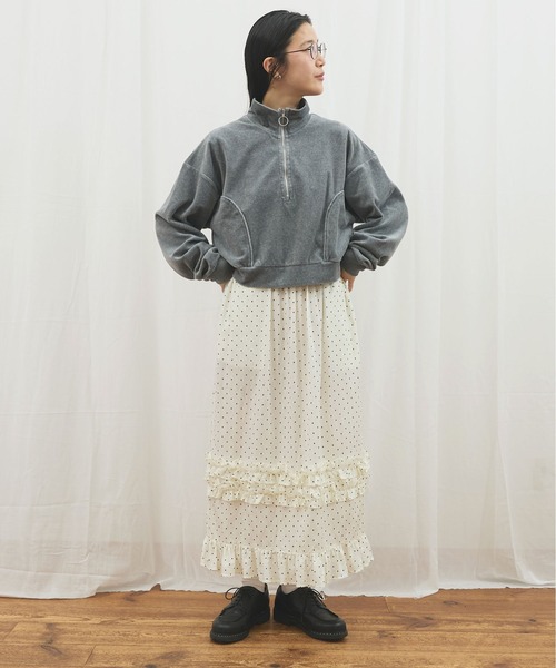 fig Ｌondon（フィグロンドン）の「_CottonCupra twill skirt（スカート・レディース・ブラック/ドット・FREE）」の18枚目の写真