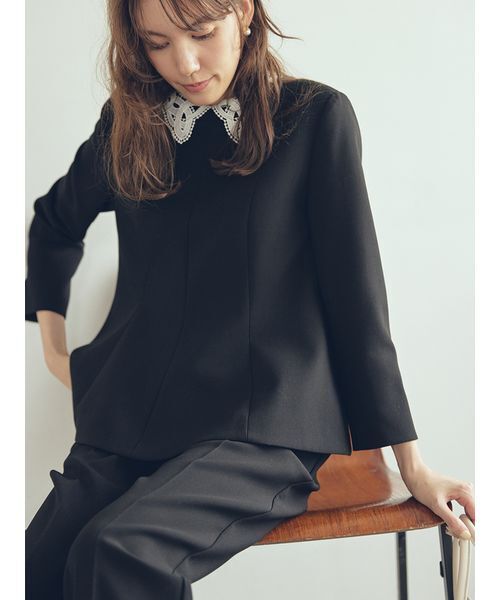 Mila Owen（ミラオーウェン）の「【セットアイテム】2wayレースカラーペプラムSET UP（ワンピース・レディース・マルチ/ネイビー/ブラック・1/0）」の2枚目の写真