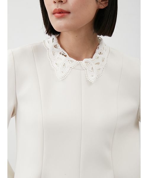 USAGI ONLINE・ZOZOTOWN限定】襟付きペプラムニットミニワンピース（膝