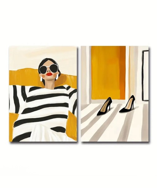 NOLITA LABORATORY(ノリータラボラトリー)の「【 NOLITA / ノリータ 】 アートポスター 2枚セット キャンバス 北欧モダン×リゾートインテリア おしゃれな壁掛けアート 70×50cm モダンキャンバス 2枚組(ポスター/アート・メンズ・マスタード・FREE)」の4枚目の写真