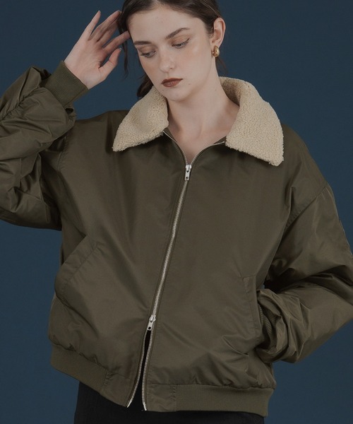 襟ボア付きバイカラーMA-1ミリタリー中綿ジャケット（MA-1）｜Mili