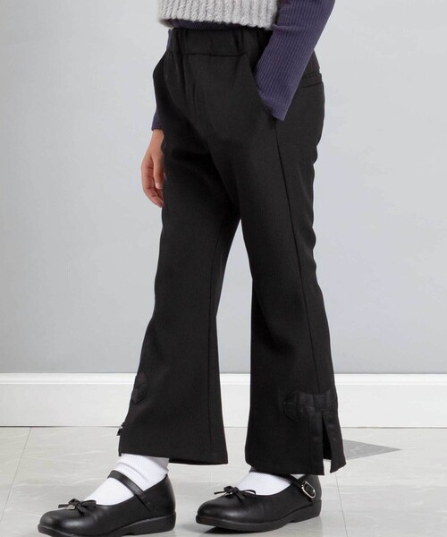 BeBe（ベベ）の「リボンスリットダブルクロスロングパンツ（その他パンツ・キッズ・ブラック/パープル・140cm/110cm/130cm/150cm/120cm）」の2枚目の写真