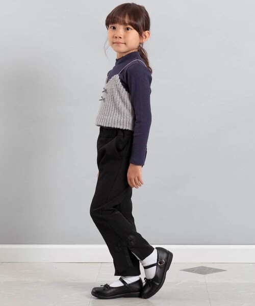 BeBe（ベベ）の「リボンスリットダブルクロスロングパンツ（その他パンツ・キッズ・ブラック/パープル・140cm/110cm/130cm/150cm/120cm）」の5枚目の写真