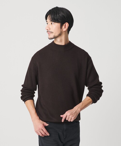 BEAUTY&YOUTH UNITED ARROWS（ビューティーアンドユースユナイテッドアローズ）の「【WEB限定 WARDROBE SMART】マシーンウォッシャブル ウールミックス アゼ モックネック（ニット/セーター・メンズ・ダークブラウン/ブラック/ナチュラル・S/M/L/XL）」の3枚目の写真