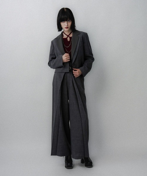 セール】チェックエリレイヤーショートジャケット(HARE