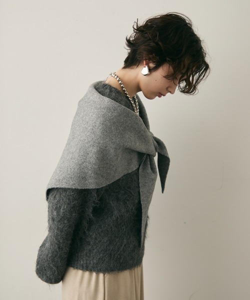 もちもちニットトライアングルスカーフ（ストール/ショール）｜Trish