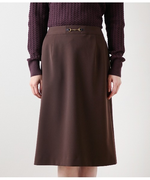 NEWYORKER（ニューヨーカー）の「ギャバライクポリエステル ビット付きスカート（スカート・レディース・キャメル/ブラック・11号/9号）」の11枚目の写真