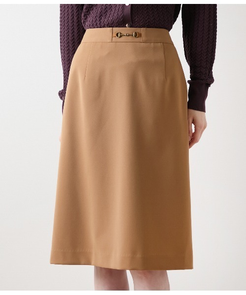 NEWYORKER（ニューヨーカー）の「ギャバライクポリエステル ビット付きスカート（スカート・レディース・キャメル/ブラック・11号/9号）」の4枚目の写真