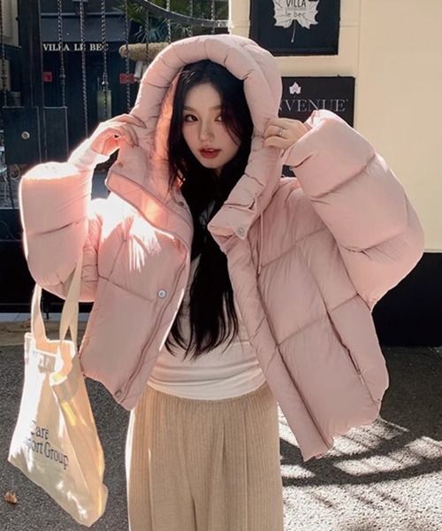 セール】＼首周りまであったか♪／ フード付き パディングショート