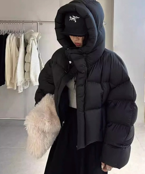 セール】＼首周りまであったか♪／ フード付き パディングショート